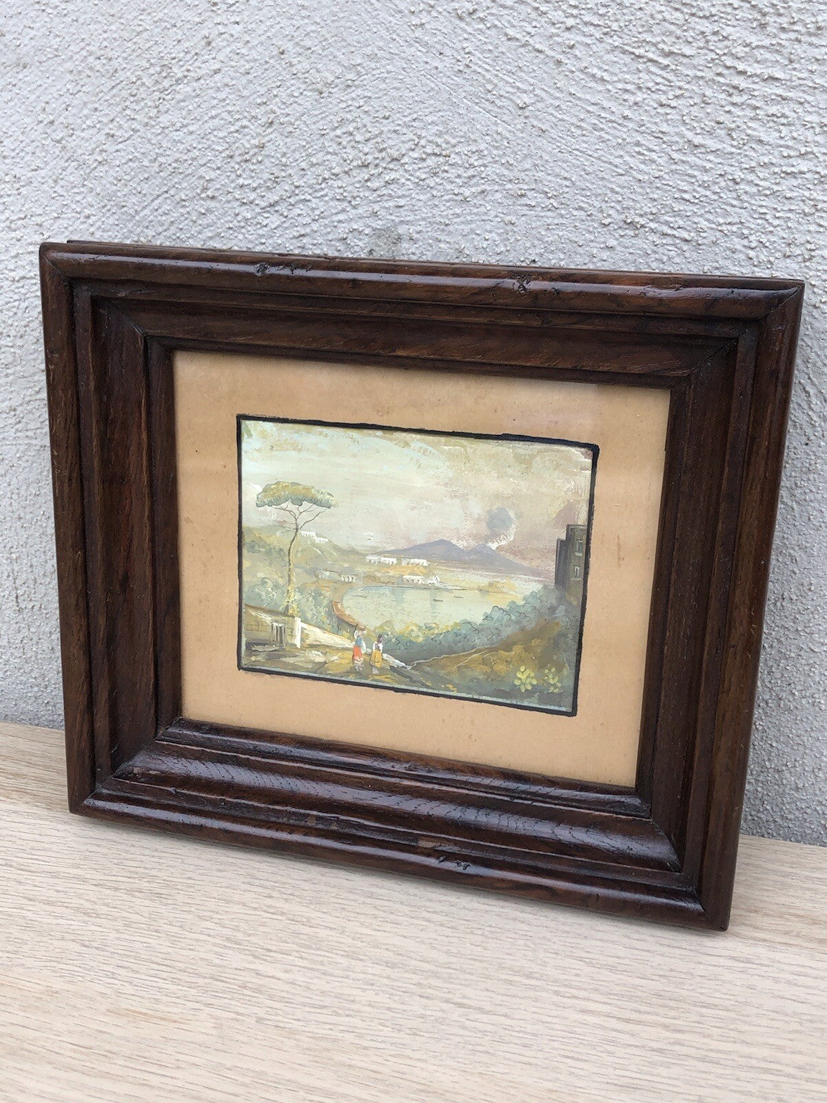 Quadro antico Gouache -Napoli- dipinto su carta