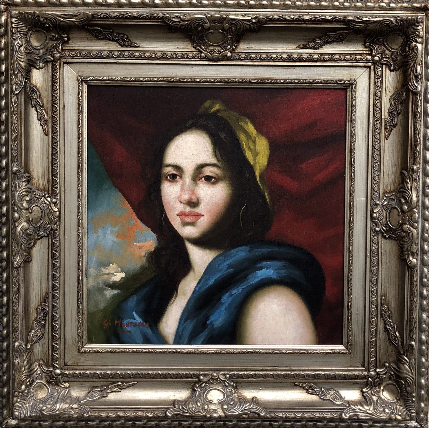 Quadro vintage Giacinto Montella dipinto a olio su tela