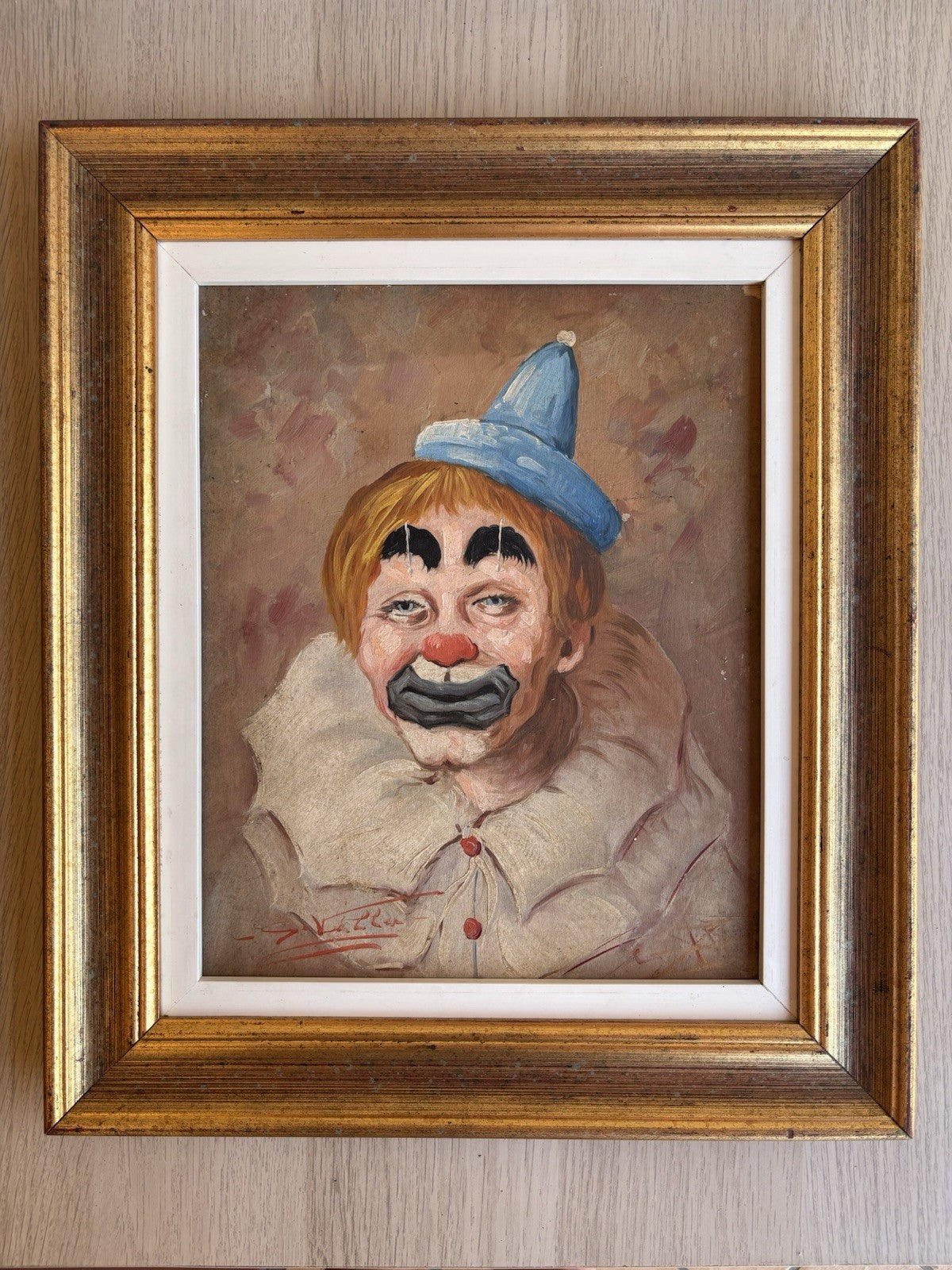 Quadro -Clown- dipinto a olio su tavoletta