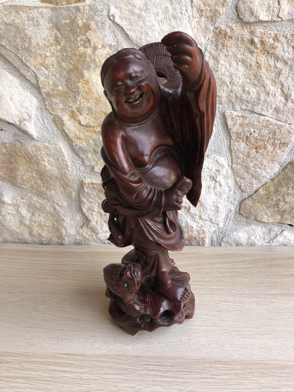 Scultura Cinese Vintage In Legno