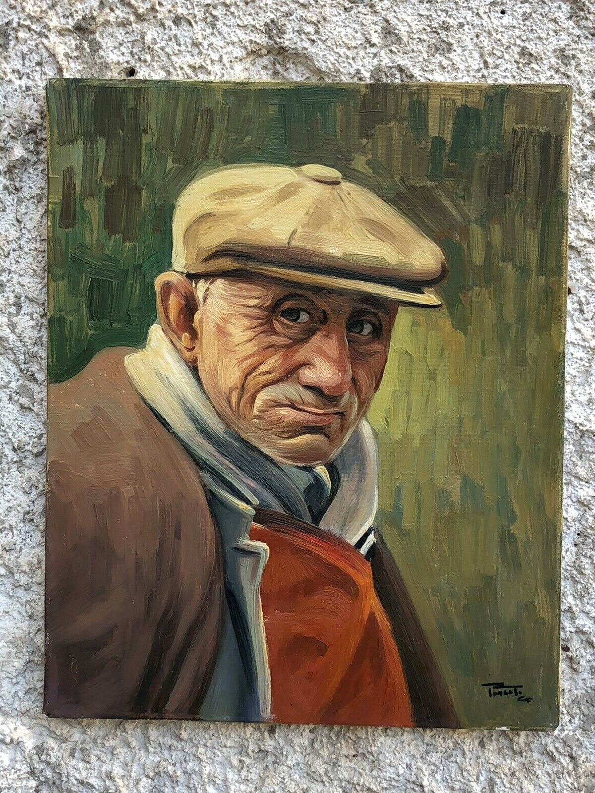 Quadro vintage -Figura Anziano- dipinto a olio su tela