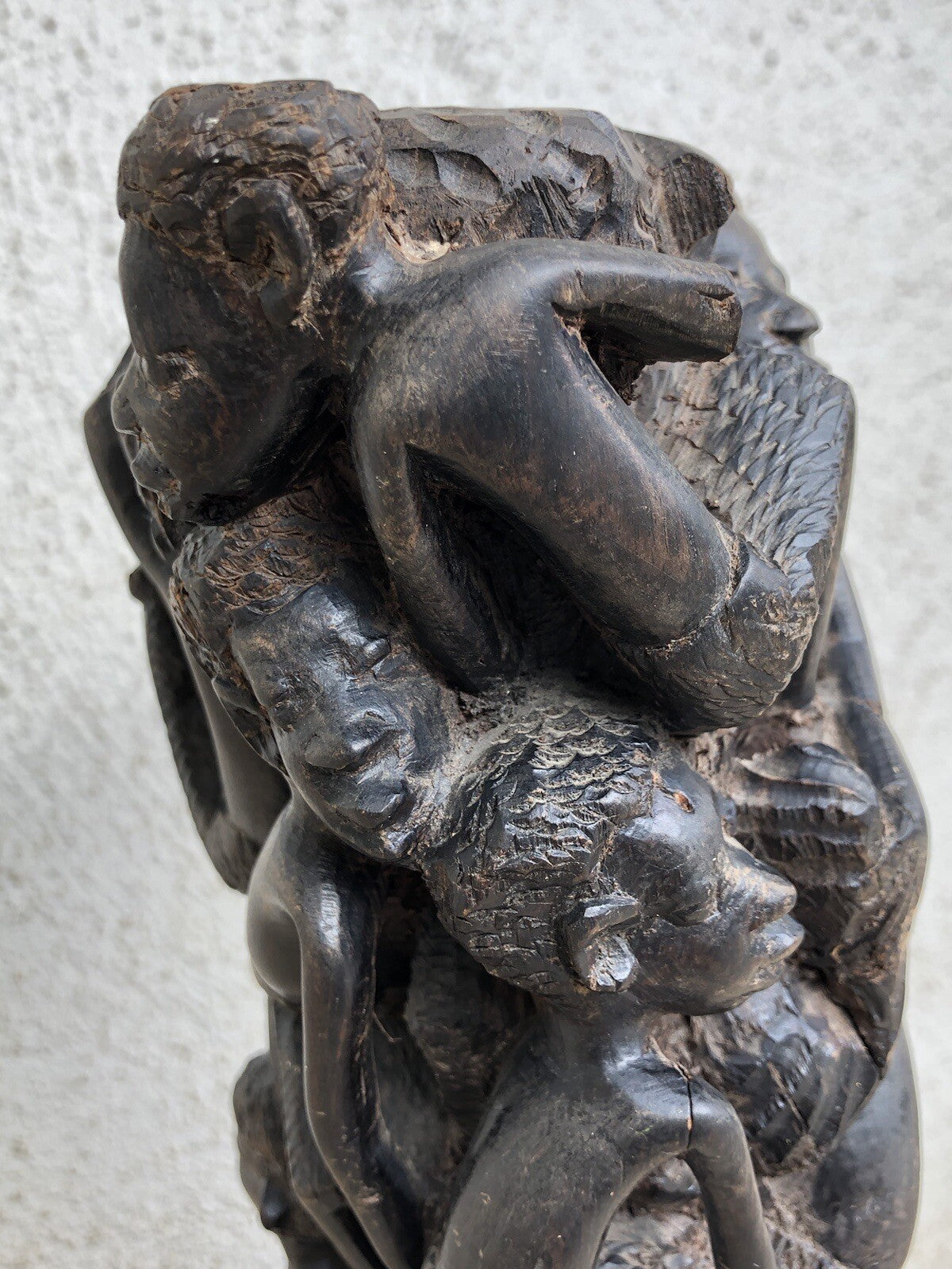 Scultura Vintage Africana Intagliata In Legno