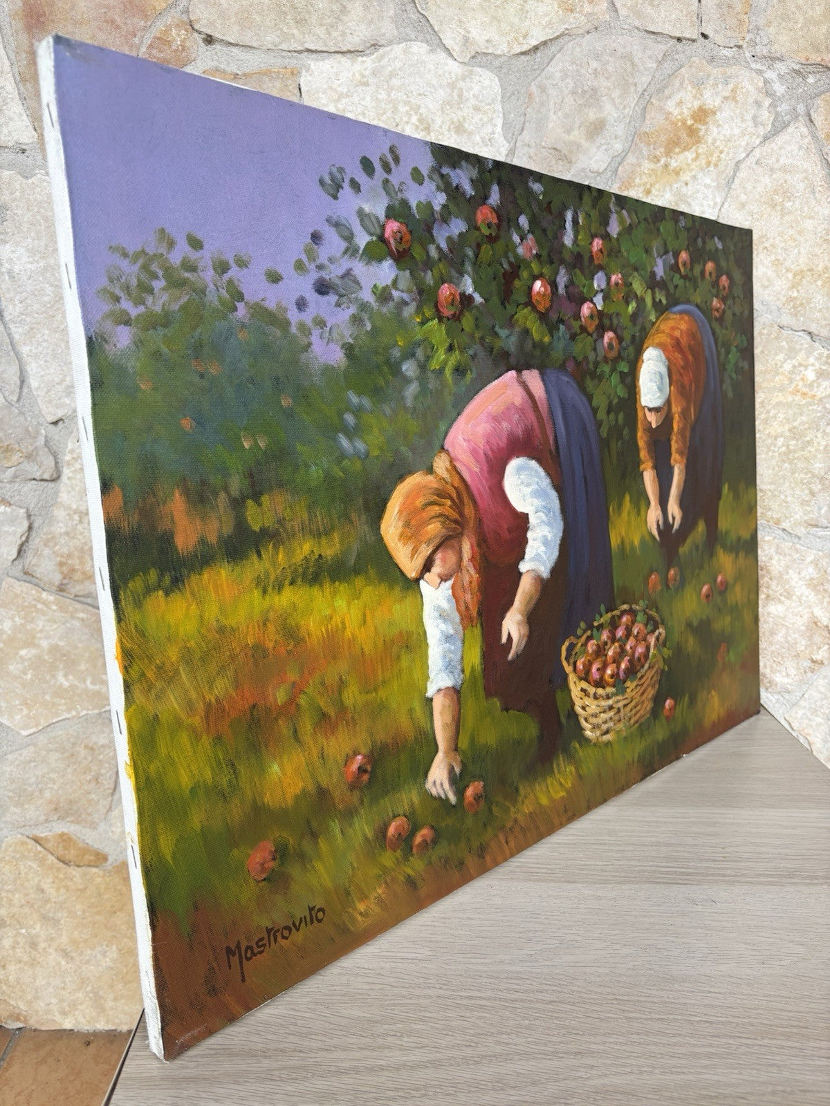 Quadro -La Raccolta- Adolfo Mastrovito dipinto a olio su tela