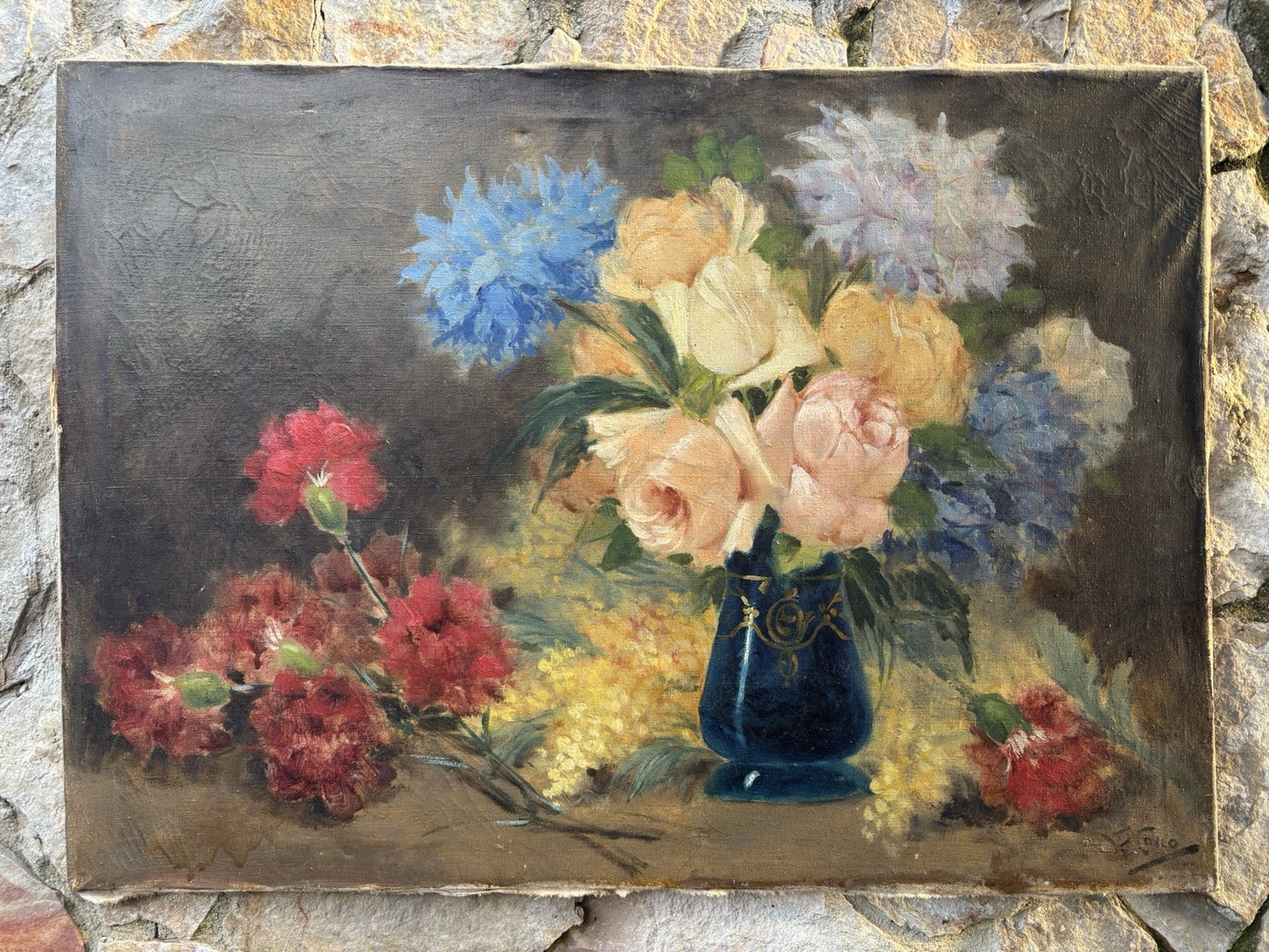 Quadro antico -Vaso Con Fiori- Giuseppe Alberto Cocco dipinto a olio su tela