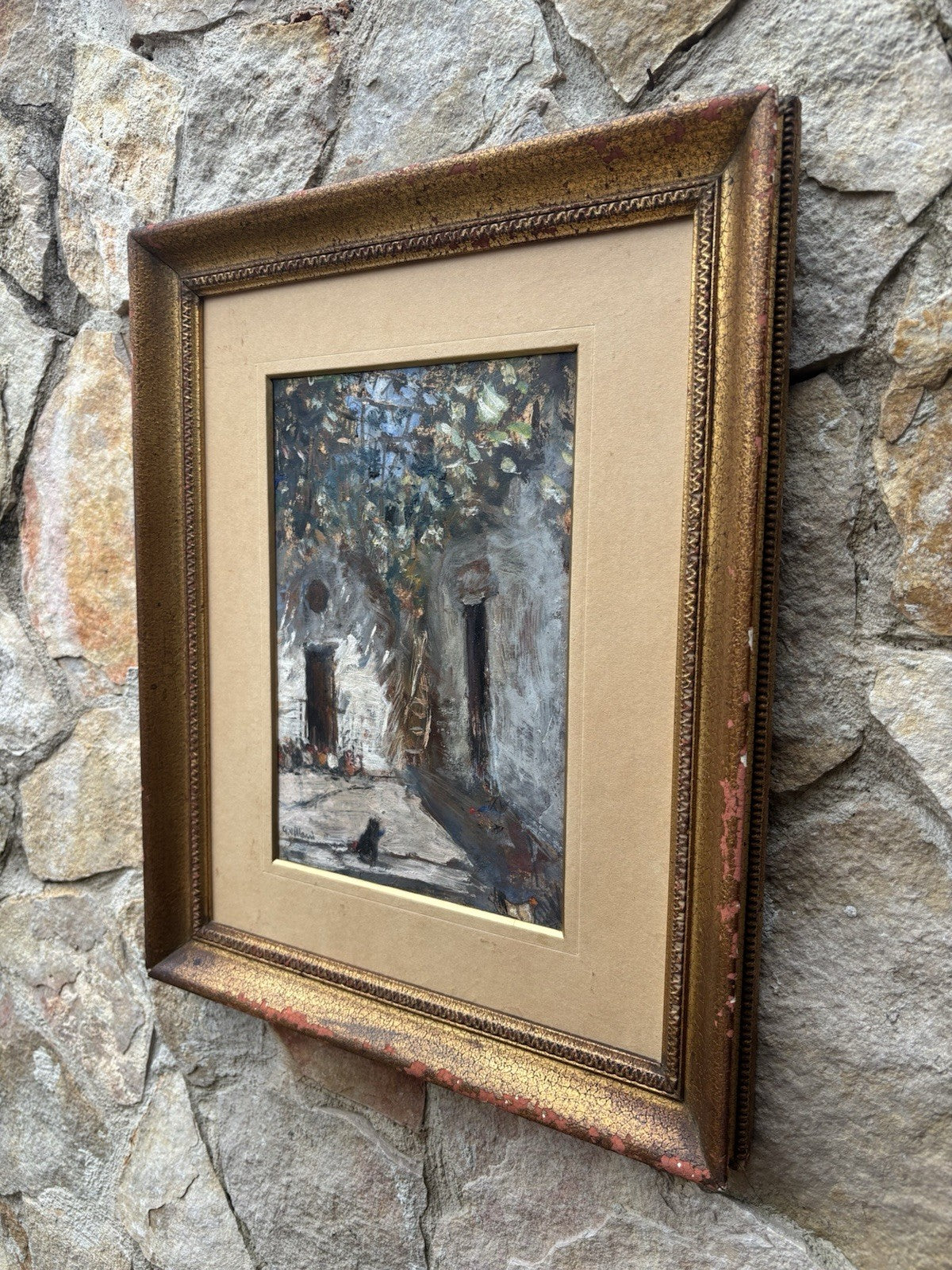 Quadro -Interno Di Cortile- Gennaro Villani dipinto a olio