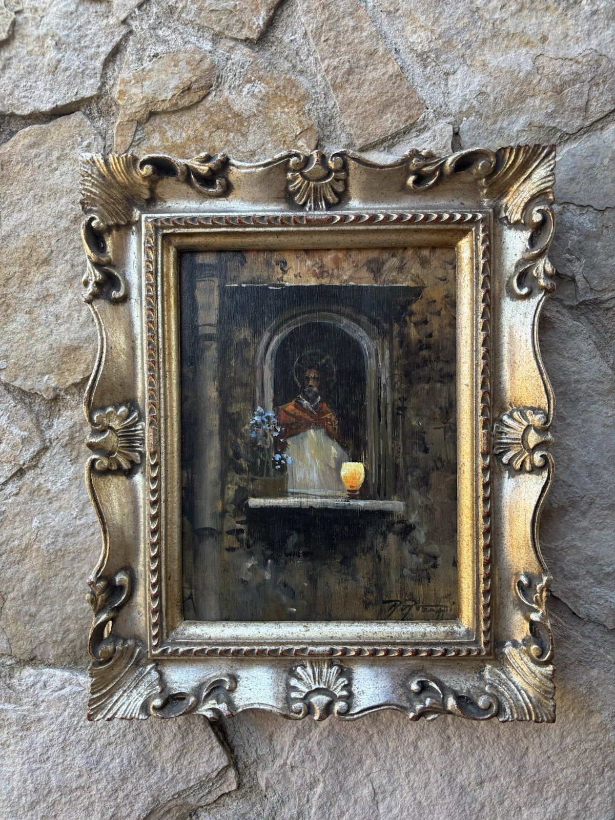 Quadro -O’Santo- Raimondo Roberti- dipinto a olio su tavola