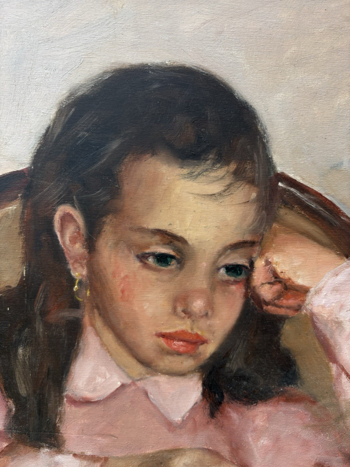 Quadro -Fanciulla Pensierosa- Giovanni Pane dipinto a olio su tavoletta