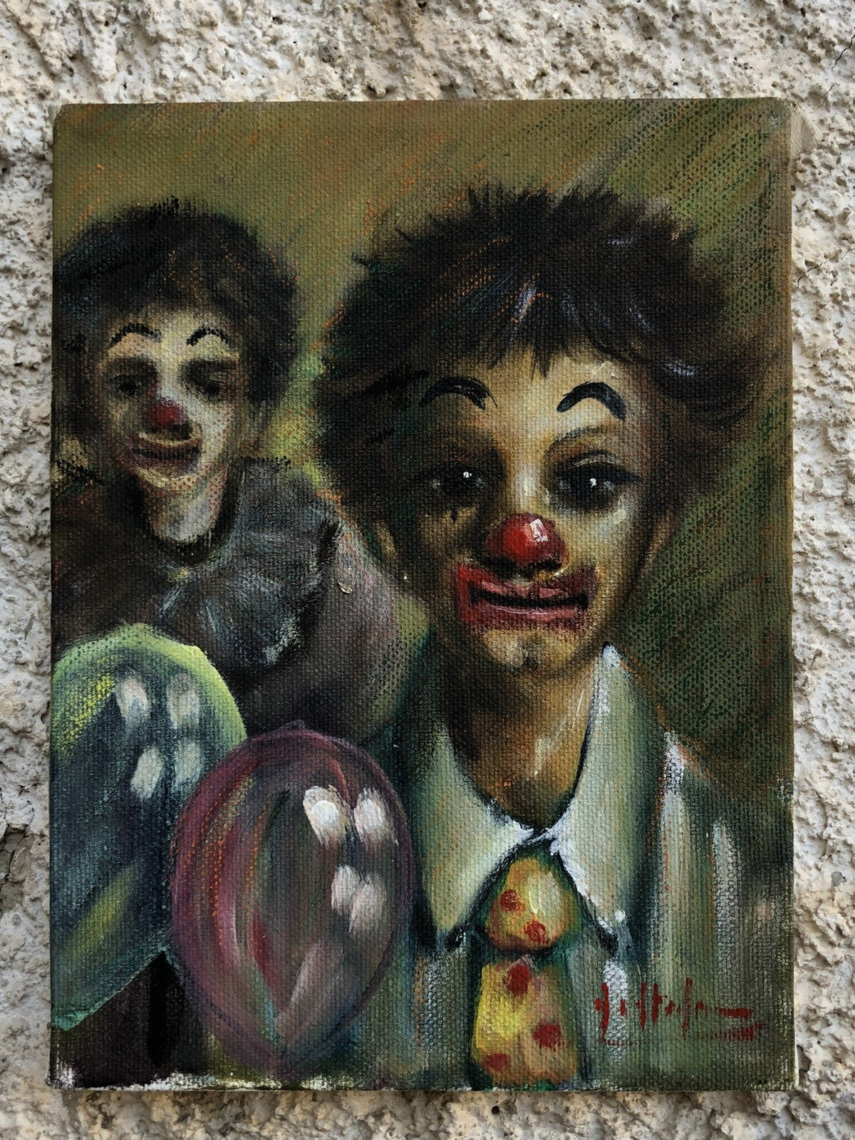 Quadro vintage -Pagliacci- dipinto a olio su tela