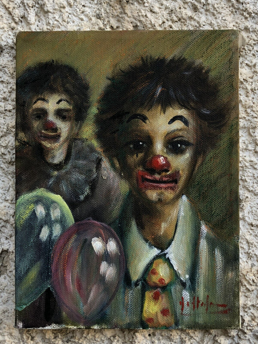 Quadro vintage -Pagliacci- dipinto a olio su tela