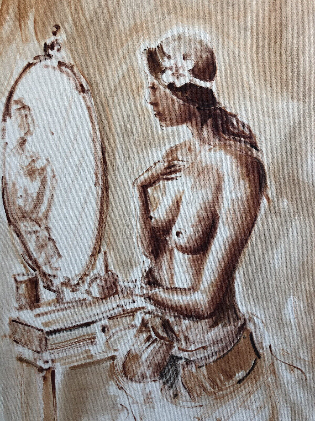 Quadro vintage -Nudo- dipinto a olio su tela