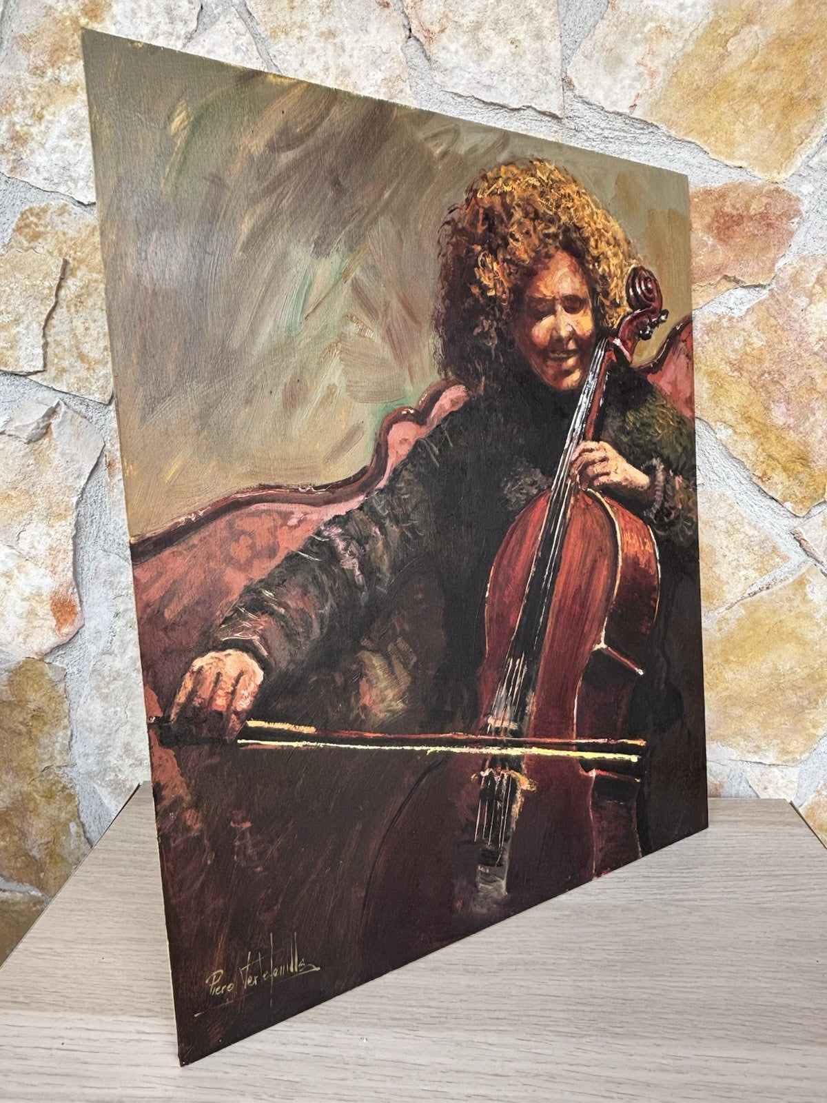 Quadro -Musicista- dipinto a olio su tavoletta