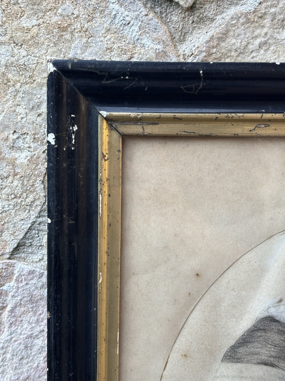 Quadro antico -Profilo Di Donna- disegno su carta