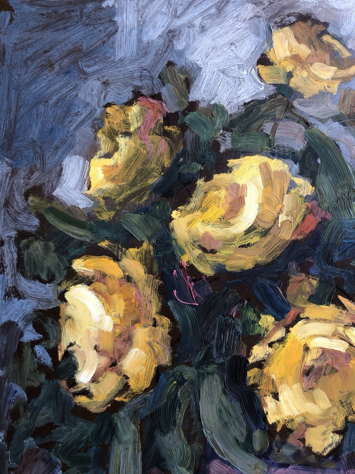 Quadro -Rose Gialle- dipinto a olio