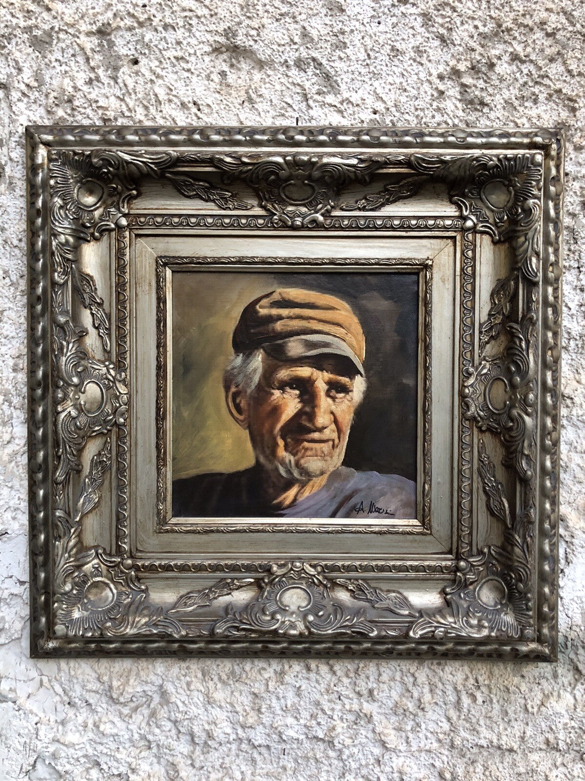 Quadro dipinto a olio su tela, soggetto Uomo Anziano