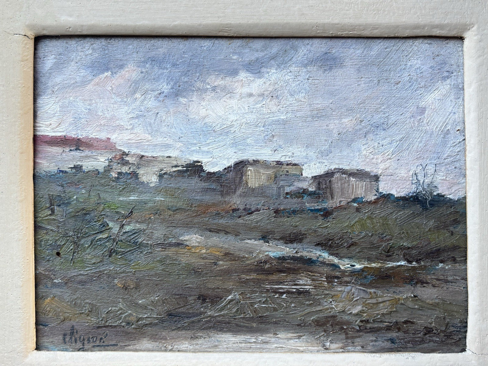Quadro antico -Paesaggio- Ermete Liguori dipinto a olio su tavoletta