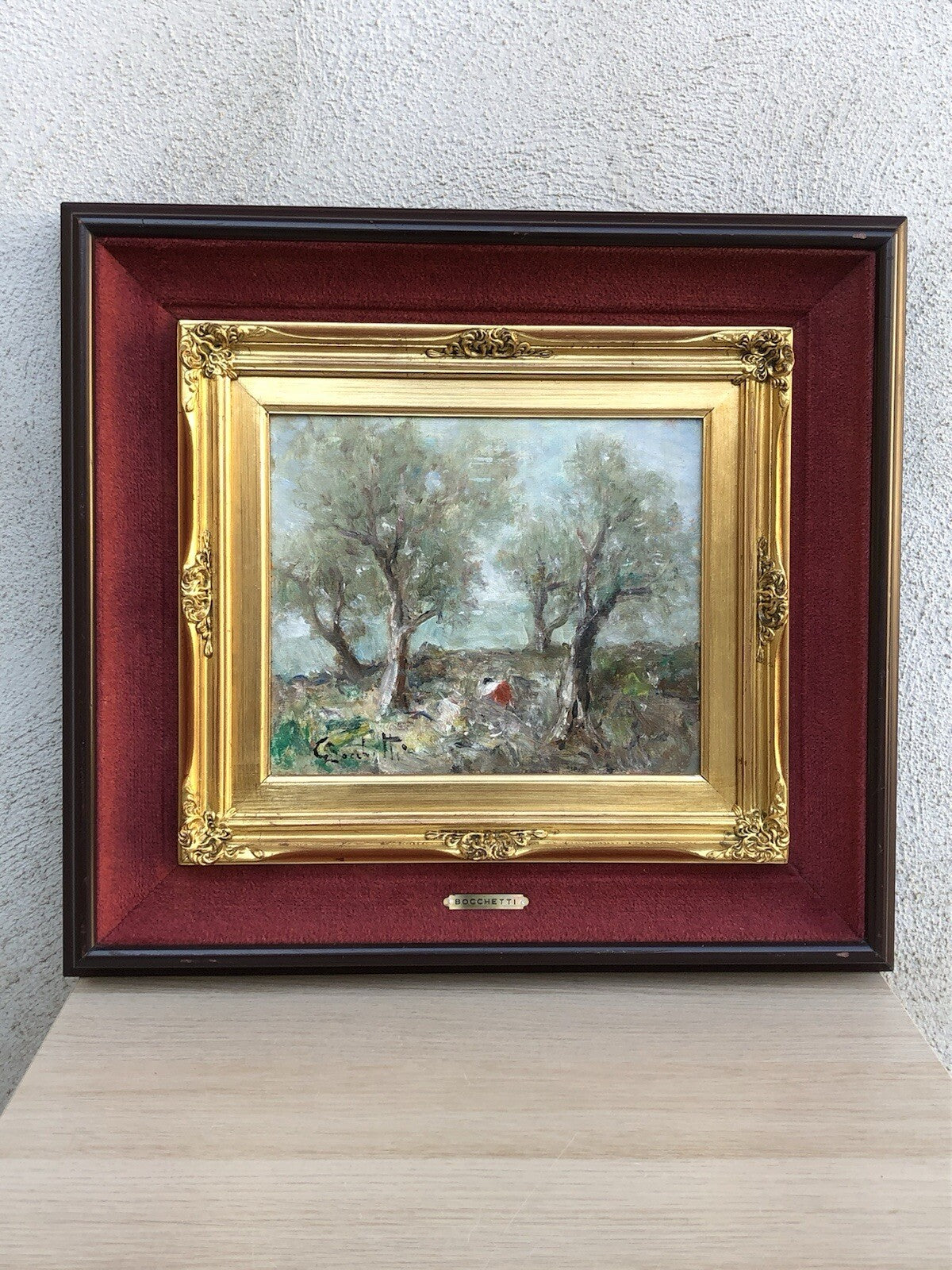 Quadro vintage -Ulivi- dipinto a olio su tavoletta