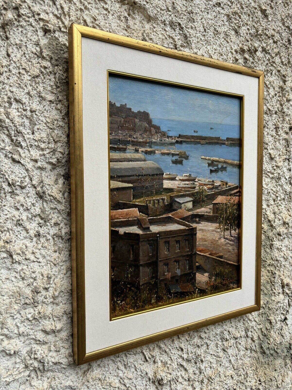 Quadro vintage -Marina Di Pozzuoli- dipinto a olio