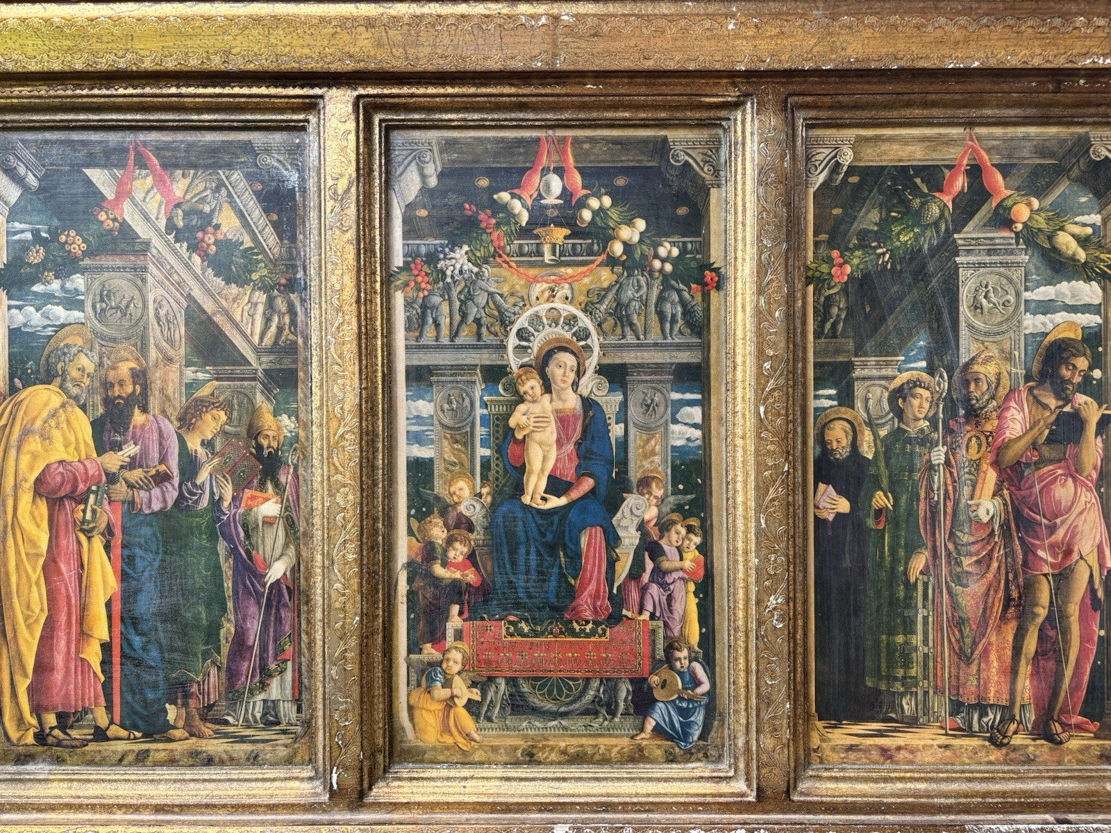 Grande Icona Religiosa Vintage In Legno Fiorentino
