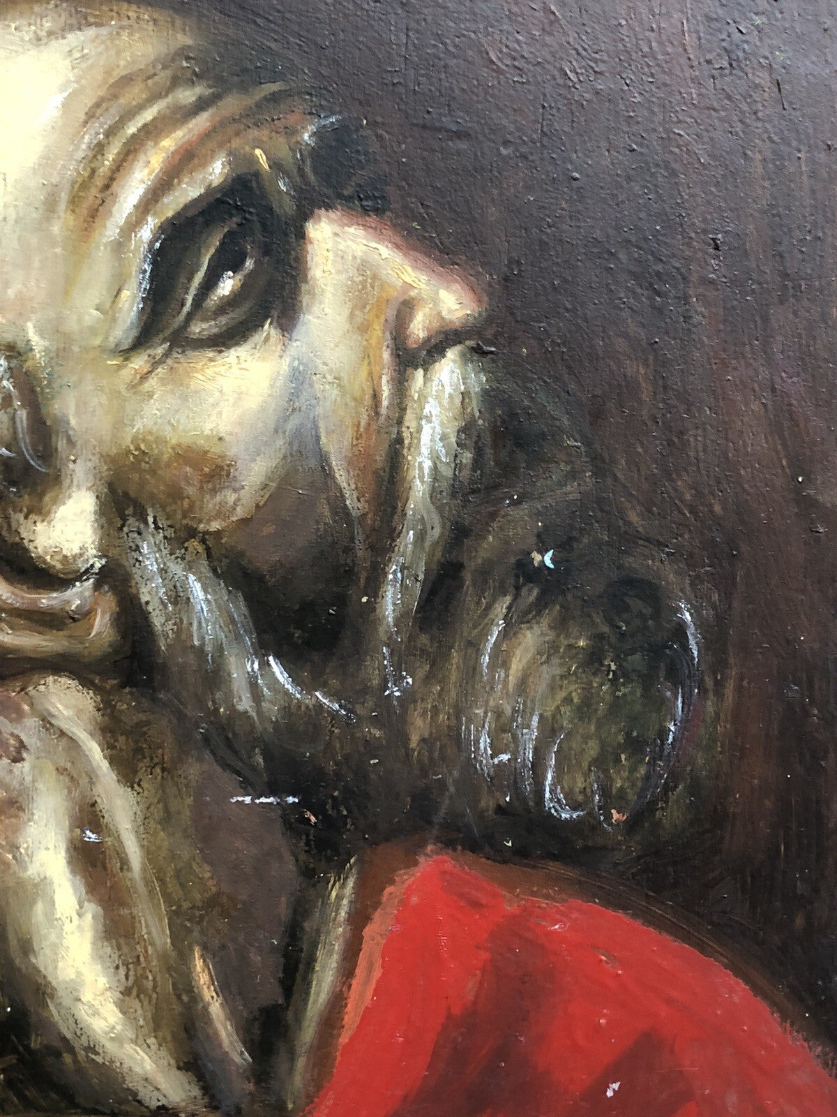 Quadro Vintage- Figura Santo- Dipinto A Olio Su Tavola