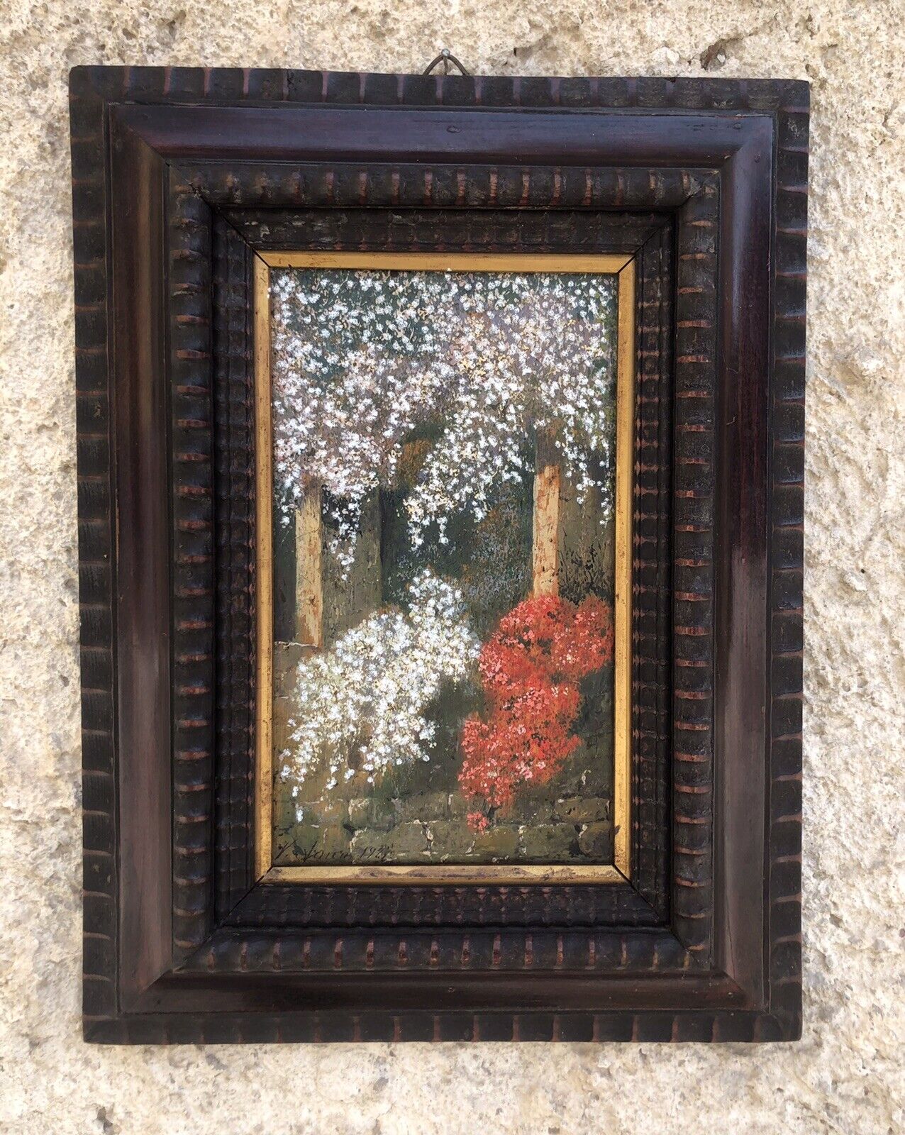 Quadro antico -Pergolato-dipinto a olio su tavola