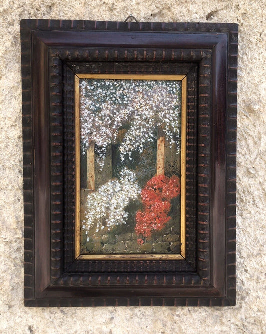 Quadro antico -Pergolato-dipinto a olio su tavola