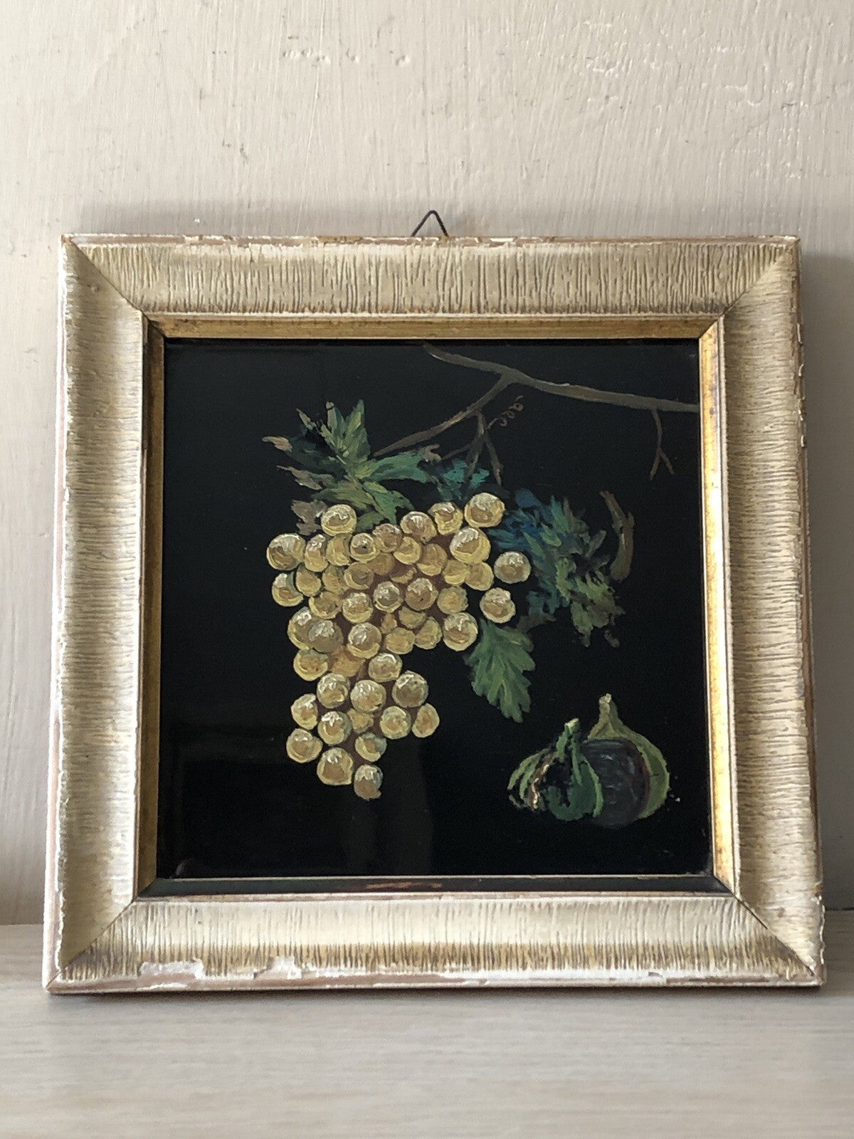Quadro vintage mattonella dipinta a olio su ceramica F.Marazzi Sassuolo