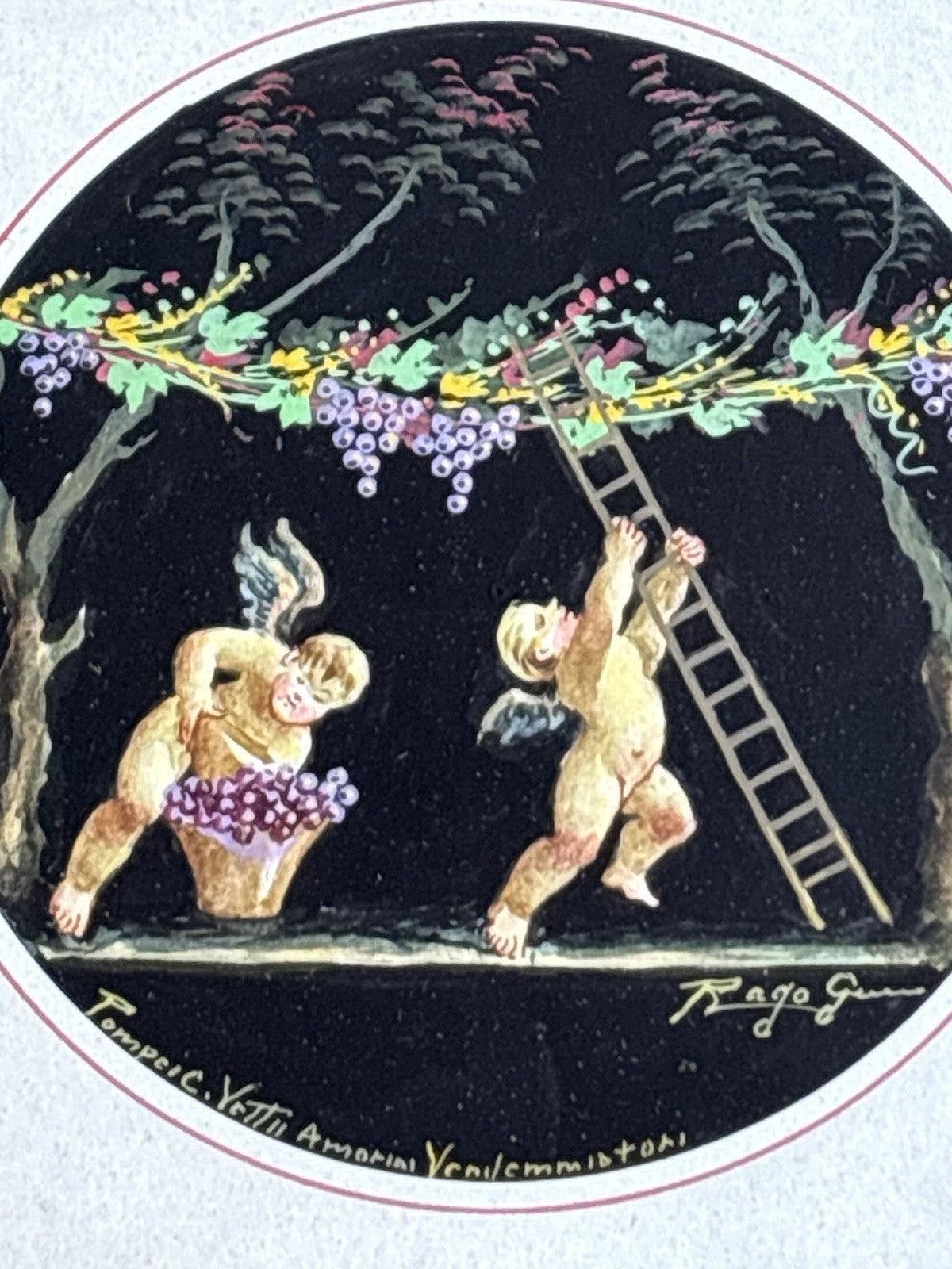 Coppia Di Quadri Vintage -Amorini- Gouache Dipinti A Mano