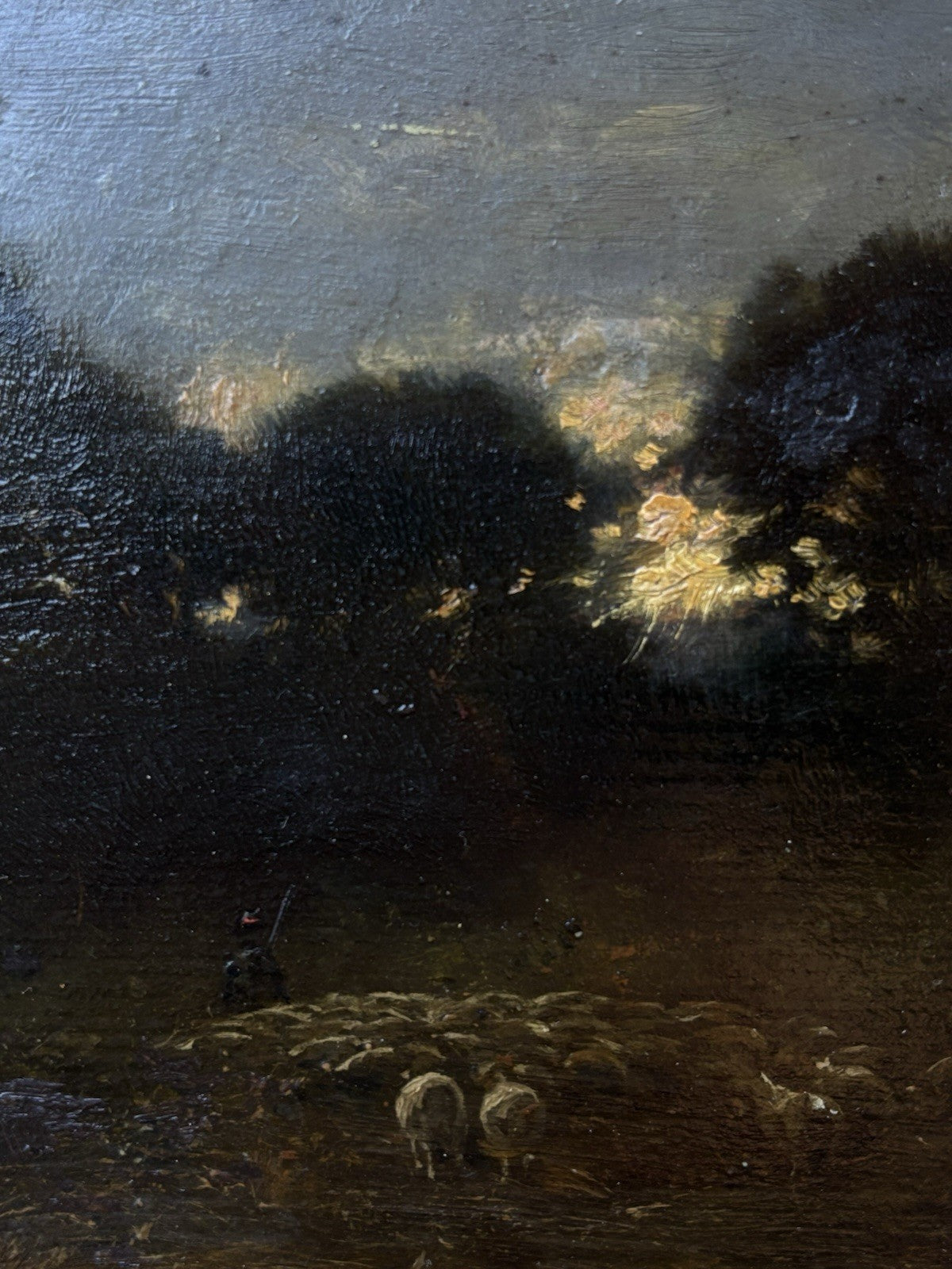 Quadro Antico -Paesaggio Con Gregge- Achille Vertunni- Dipinto A Olio