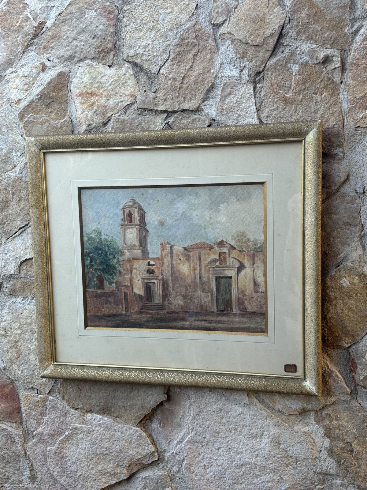 Quadro -Chiesa- realizzato ad acquerello su carta