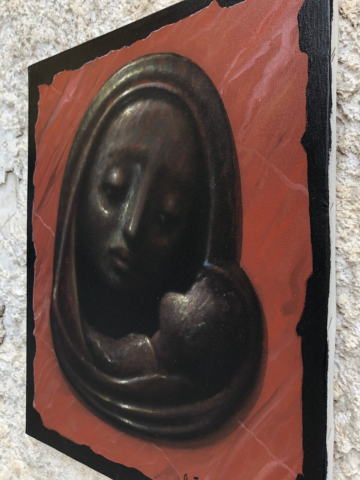 Quadro vintage -Madonna Nera- dipinto a olio su tela