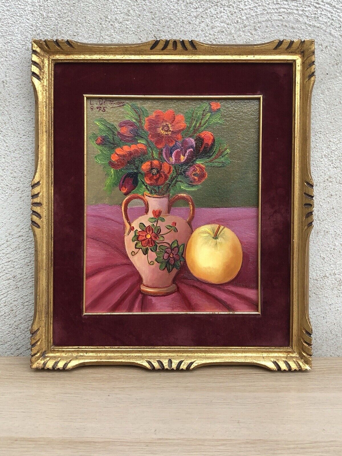 Quadro vintage -Vaso Con Fiori- dipinto a olio