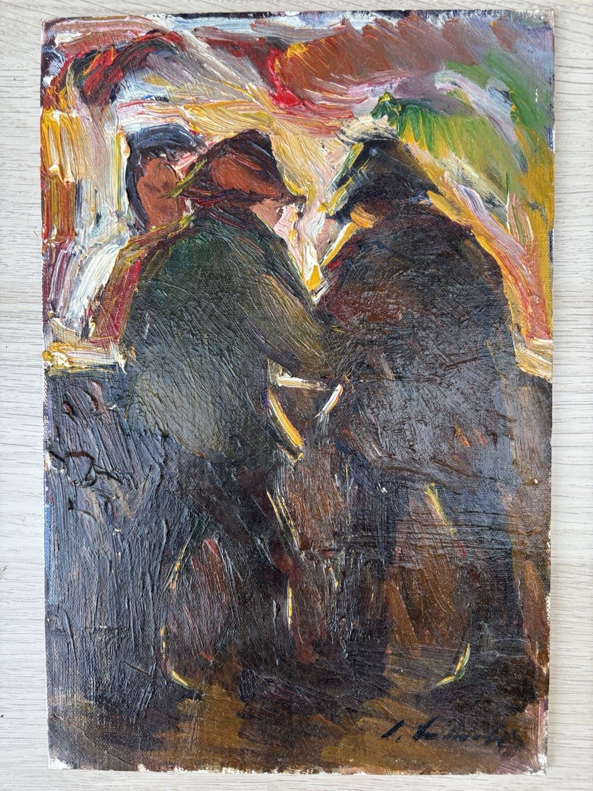 Quadro -Figure- Italo Lombardi dipinto a olio su cartoncino telato