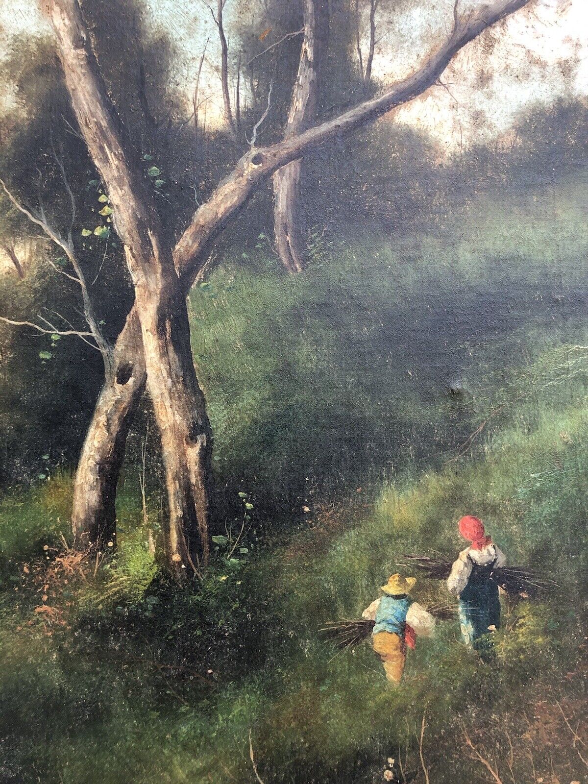 Quadro antico -Paesaggio- dipinto a olio su tela applicata su cartone