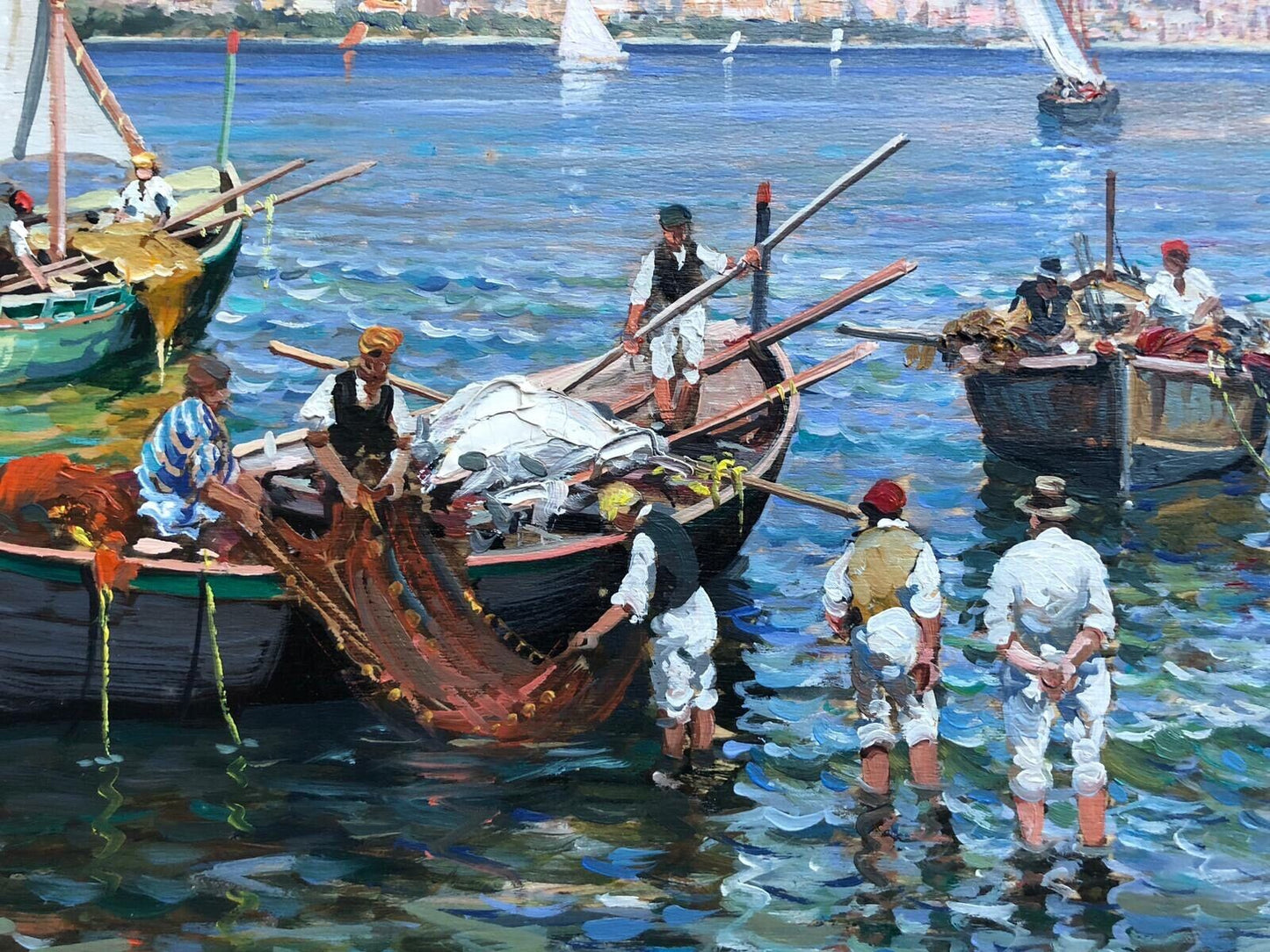Quadro vintage -Marina Di Napoli- dipinto a olio su tavola