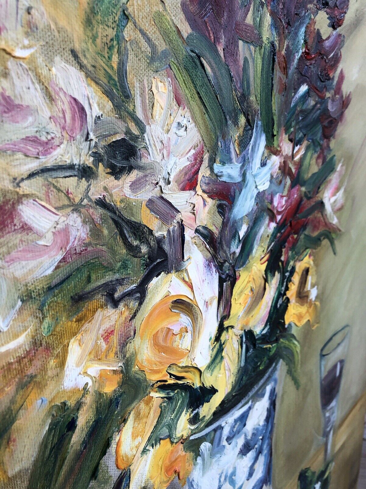 Quadro vintage -Vaso Con Fiori- dipinto a olio su tela