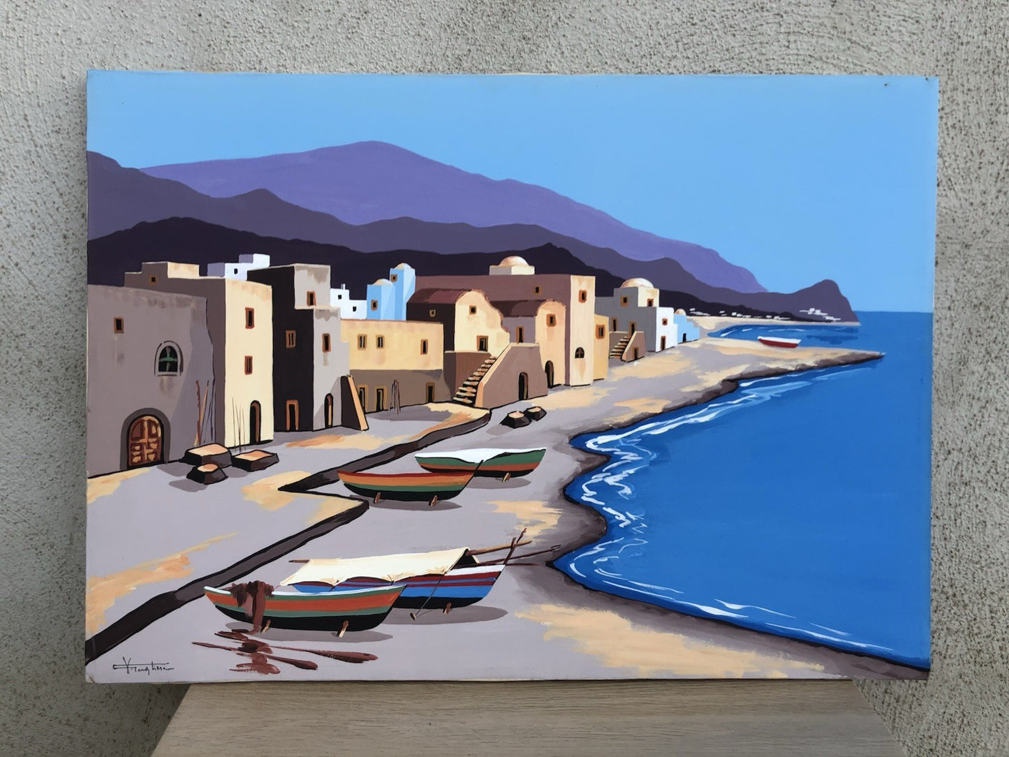 Quadro -Case Mediterranee- Vincenzo Pugliese dipinto a olio su tela