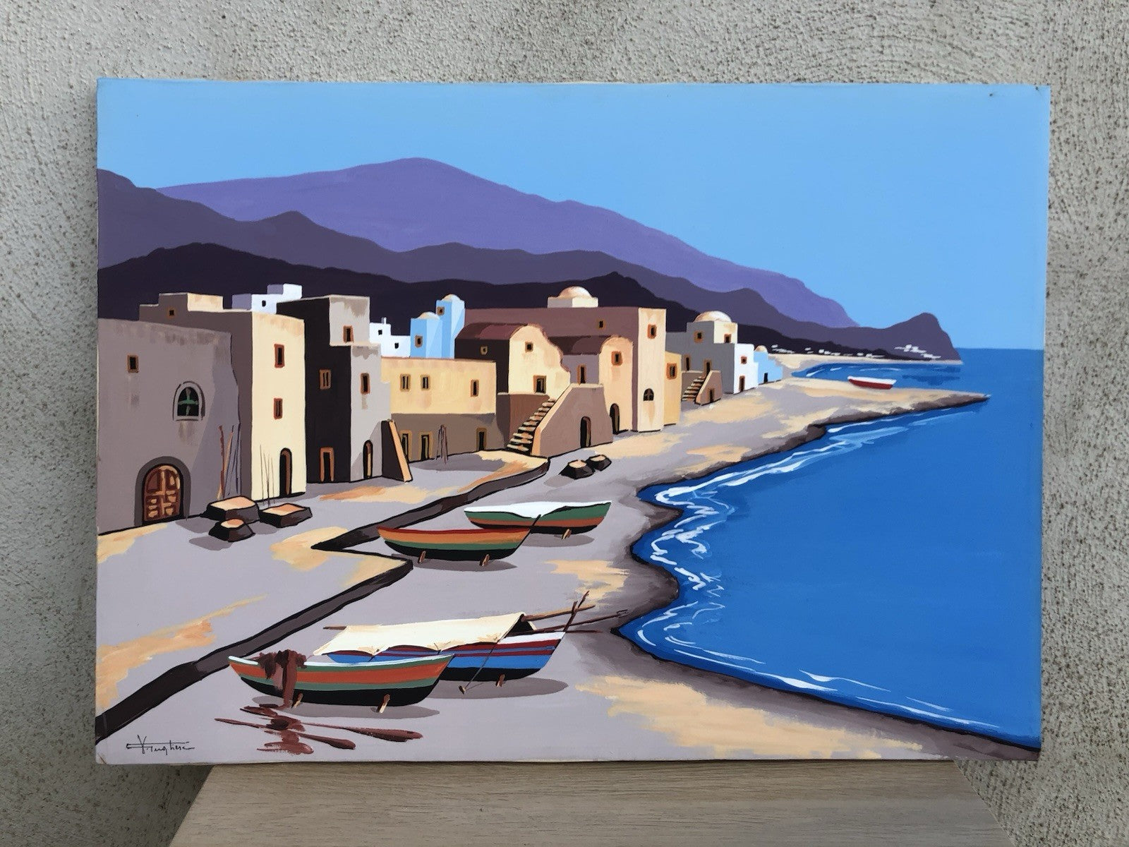 Quadro -Case Mediterranee- Vincenzo Pugliese dipinto a olio su tela