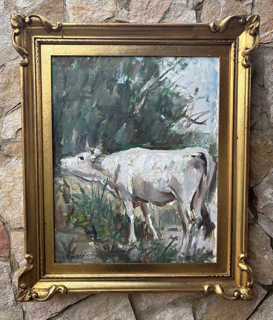 Quadro -Paesaggio Con Toro- Carlo Verdecchia dipinto a olio