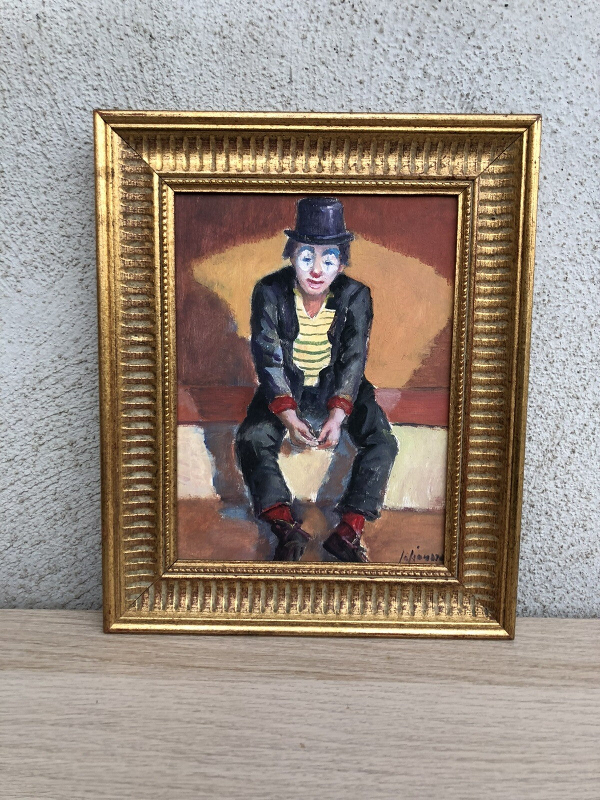 Quadro -Clown- dipinto a olio su tavoletta