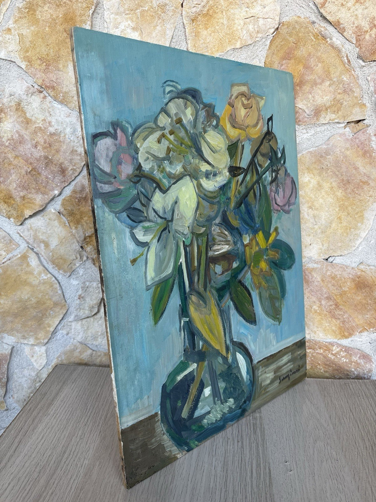 Quadro -Vaso Con Fiori- Mario Sangiovanni- dipinto a olio su tavola