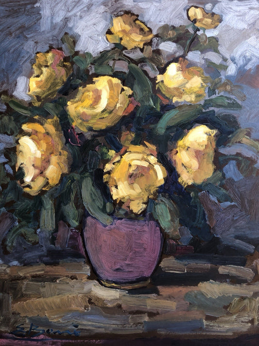 Quadro -Rose Gialle- dipinto a olio