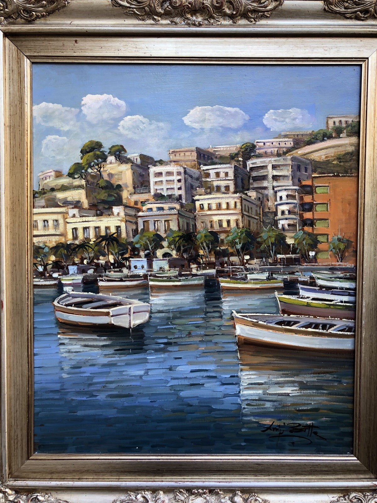 Quadro vintage -Marina Napoli-dipinto a olio