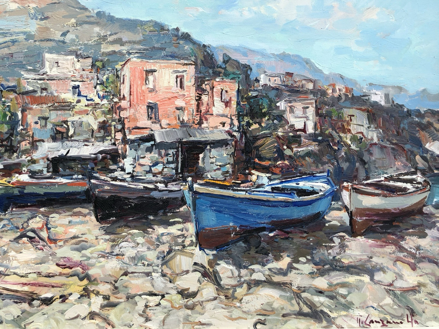 Quadro -Barche A Riposo- dipinto a olio su tela