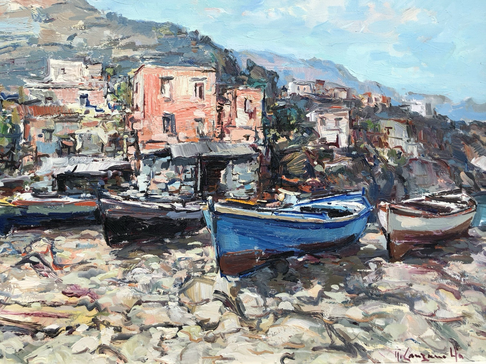 Quadro -Barche A Riposo- dipinto a olio su tela