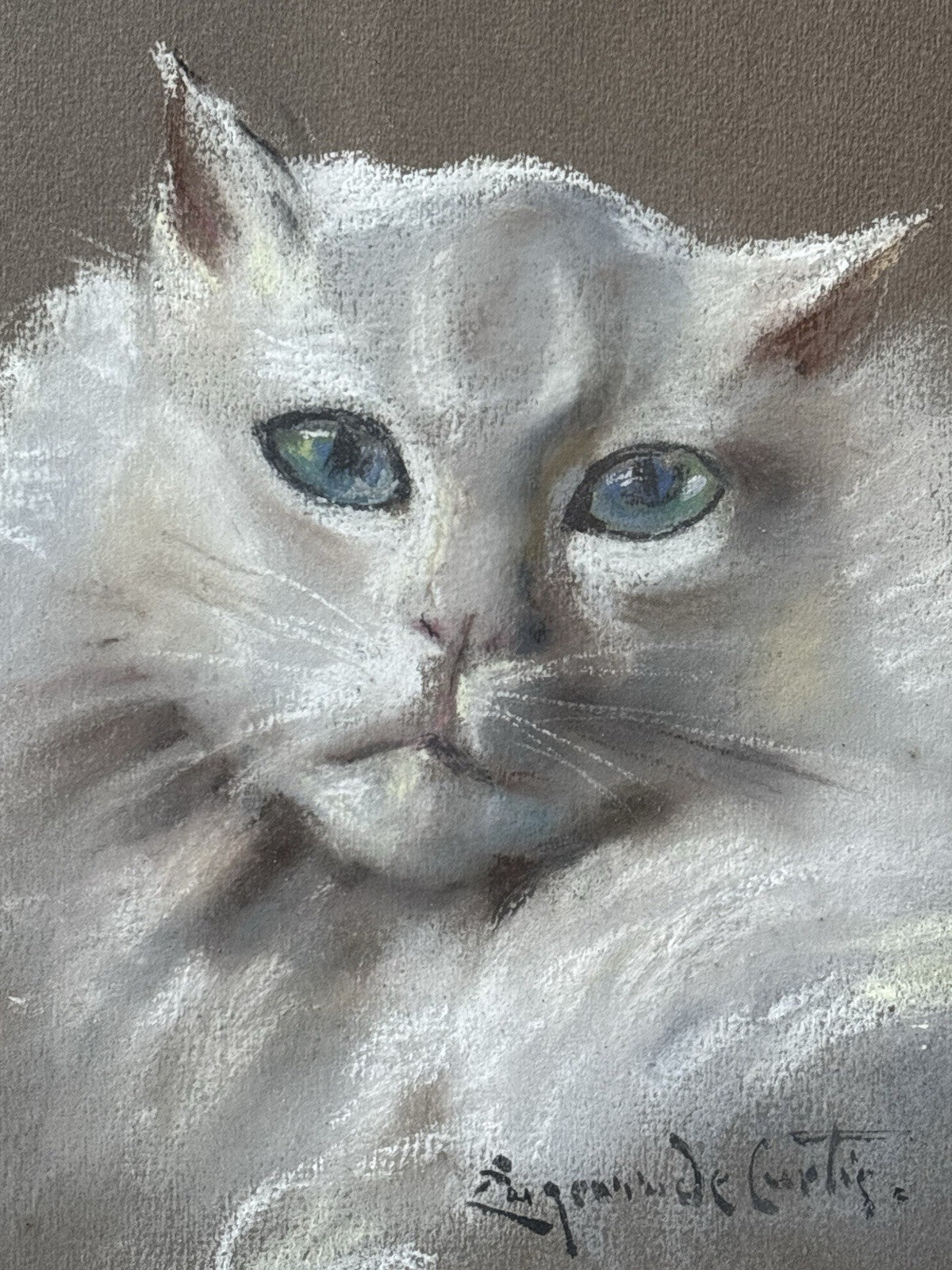 Quadro antico -Figure Animali- Federico De Curtis- pastello su carta