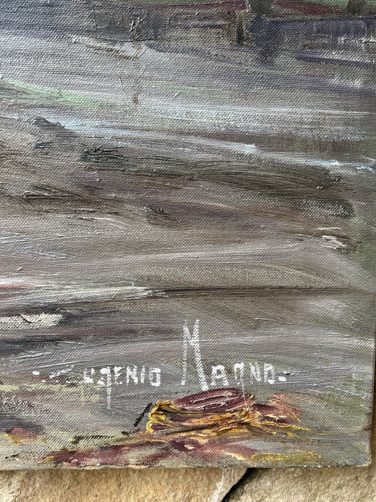 Quadro -Marina Di Mergellina- Eugenio Magno- dipinto a olio su tela