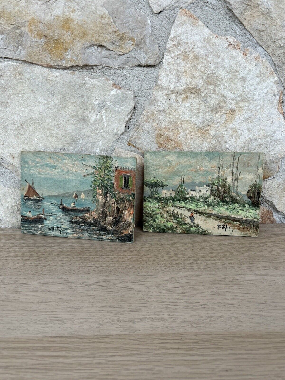 Coppia di quadri dipinti a olio su tavoletta