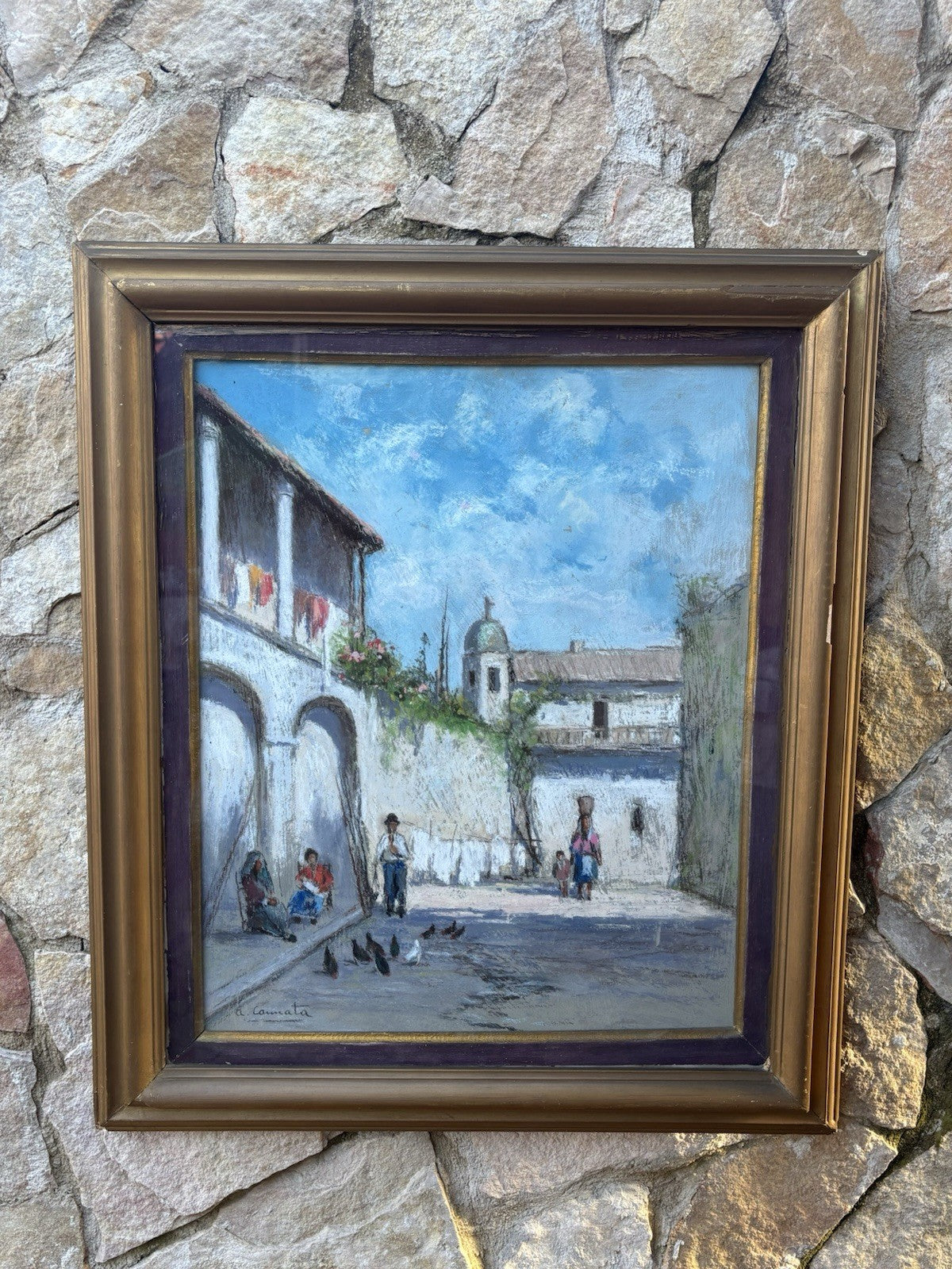 Quadro -Strada Con Figure- Antonio Cannata-realizzato a pastello