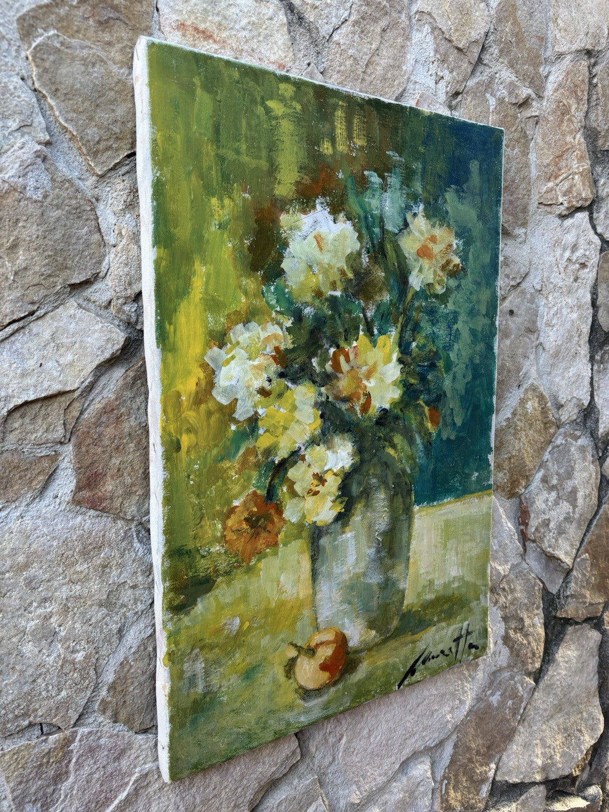 Quadro -Vaso Con Fiori- dipinto a olio su tela