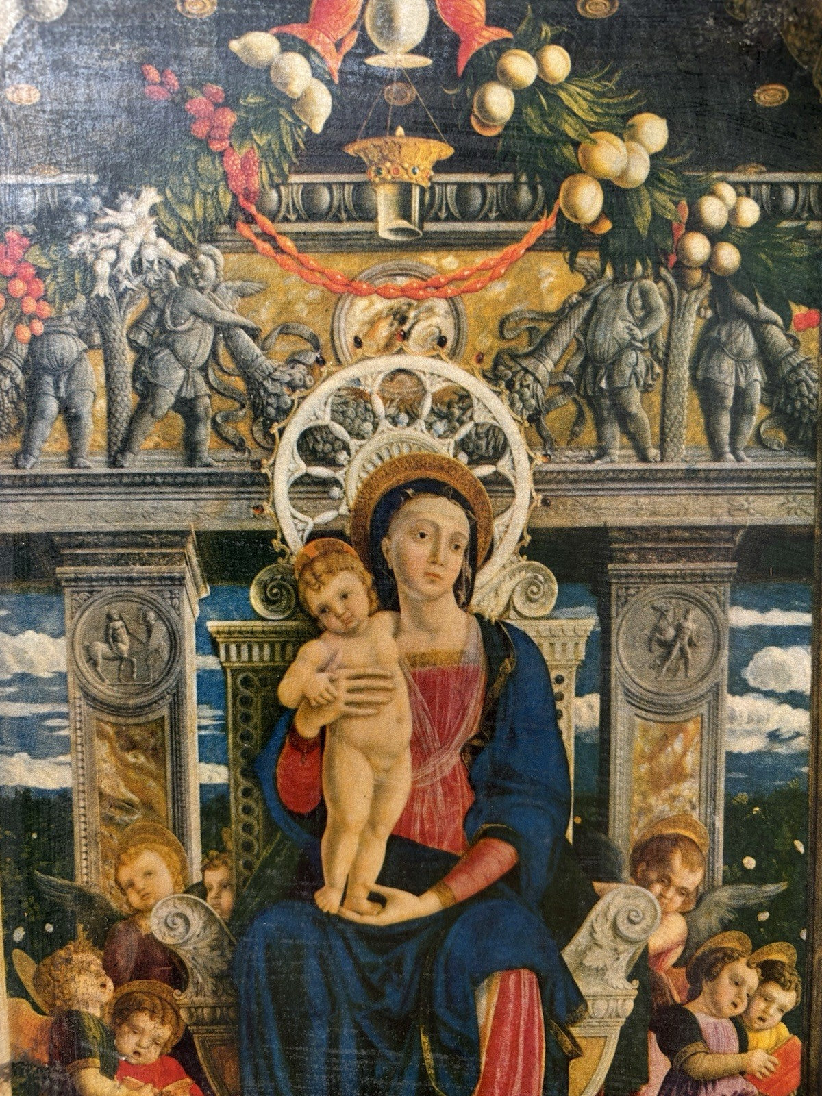 Grande Icona Religiosa Vintage In Legno Fiorentino